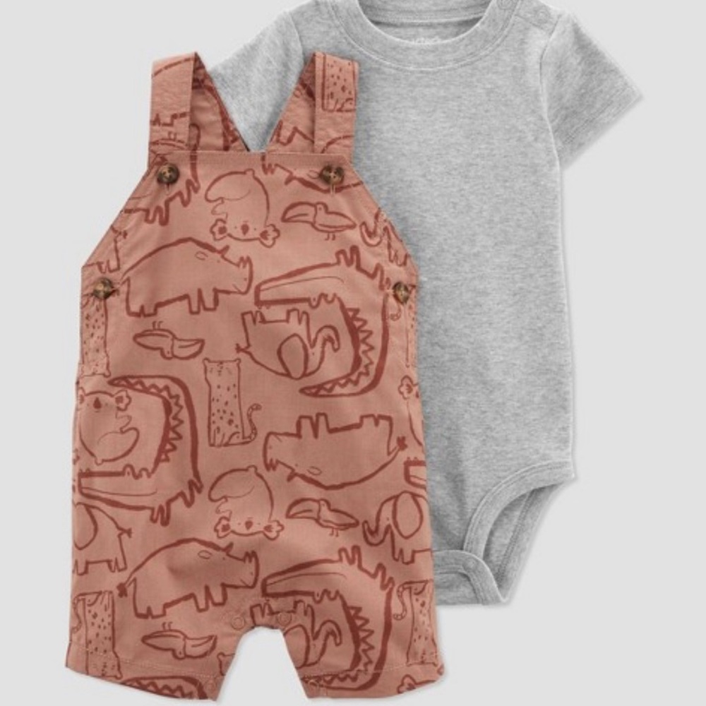 Carter’s Just One You Safari Shortalls NEWBORN BRAND NEW NEVER WORN